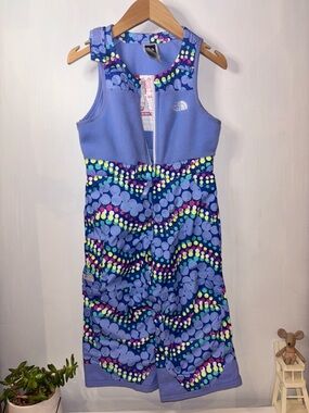The North Face 2T 24M Toddler Kids Light Blue Printed Girls' Fleece Snow Bib
